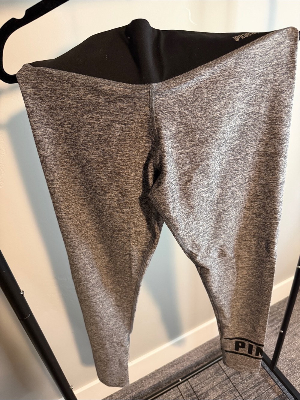 PINK Victoria's Secret Gray Heather Leggings with Black Waistband